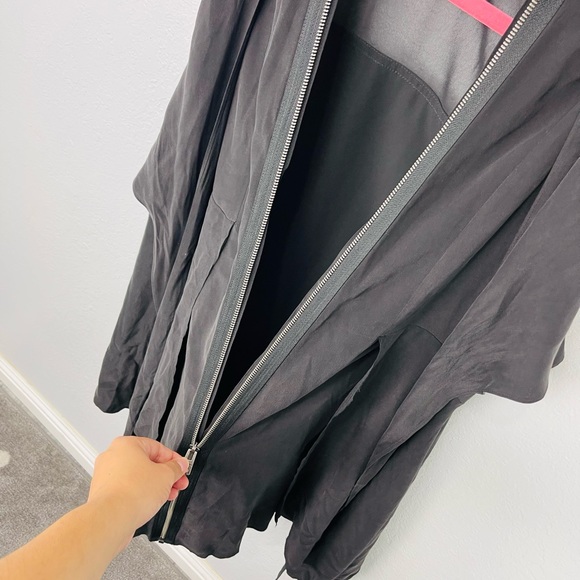 All Saints Jayda Zip Front Silk Dress Black Size XS - Picture 7 of 10